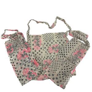 Free People Bohemian Shopping Tote Bag Set of 3 Floral Star Beige Pink Black